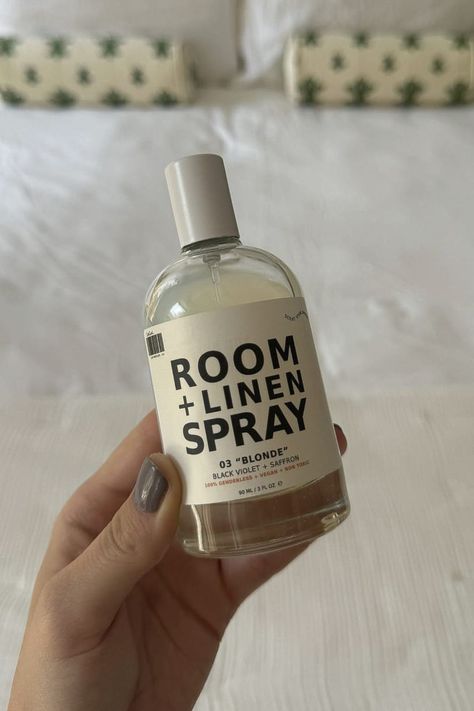 DedCool Room & Linen Spray in hand. Lavender Linen Spray, Room Linen Spray, My Morning Routine, Brooklyn Apartment, Popcorn Ceiling, Room Smells, My Apartment, Smell Amazing, Linen Spray