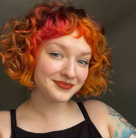 31 Cute Curly Bob With Bangs That Are Trending in 2023 Short Curly Fringe Hairstyles, Short Curly Hair Colour, Asymmetric Bob Hairstyles, Curly Short Hair Color, Curly Hair With Short Bangs, Short Curly Bob Hairstyles With Bangs, Curly Short Haircuts With Bangs, Short Curly Colorful Hair, Curly Bob With Bangs Hairstyles