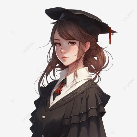 Graduation Anime Aesthetic, Anime College Student, Graduation Robe Design, Graduate Cartoon, Anime Graduation, Coffee Art Drawing, Anime Student, Graduation Drawing, Cartoon Png Transparent