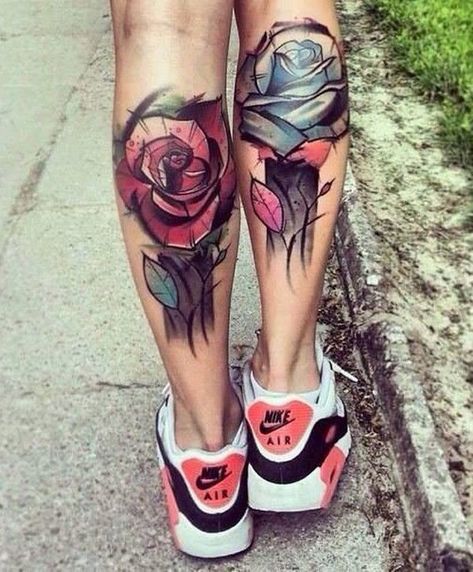 50+ Amazing Calf Tattoos | Art and Design Tattoo Lower Back, Lower Leg Tattoos, Rose Tattoos For Women, Girl Back Tattoos, Tattoos Women, Leg Tattoos Women, Thigh Tattoos Women, Rose Tattoo Design, Calf Tattoo