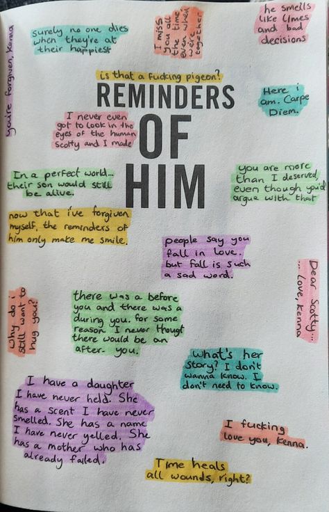 Reminders of him title/quote page Hating Game Book, Reminders Of Him Colleen Hoover, Collen Hover, Romance Journal, Letter To My Love, Reminders Of Him, Book Reading Journal, Doodle Quotes, Journal Inspiration Writing