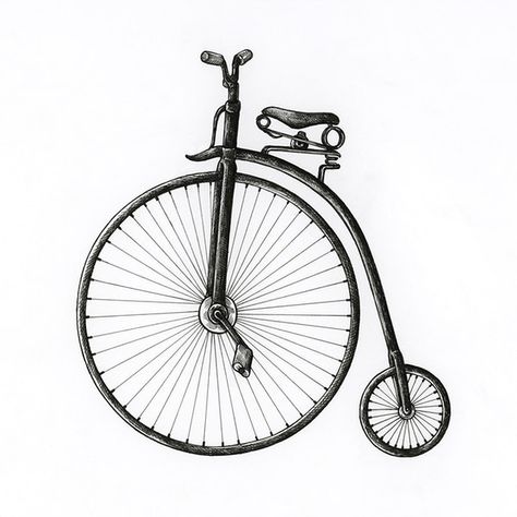 Hand drawn penny farthing bicycle | free image by rawpixel.com Bicycle Drawing, Penny Farthing Bicycle, Bicycle Illustration, Modern Bicycle, Bicycle Tattoo, Bike Icon, White Bike, Bike Drawing, Penny Farthing