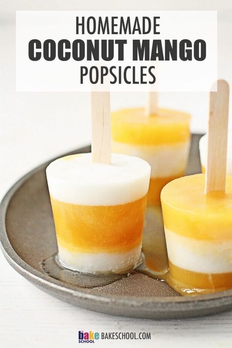 There's nothing better than a homemade popsicle on a hot summer day! These coconut mango popsicles are so easy to make that you can get the kids to help! This homemade popsicle recipe has just 3 ingredients! Coconut Yogurt Popsicles, Dairy Free Popsicles, Mango Popsicle Recipes, Coconut Milk Popsicles, Milk Popsicles, Frozen Popsicles, Coconut Popsicles, Mango Popsicles, Yogurt Popsicles