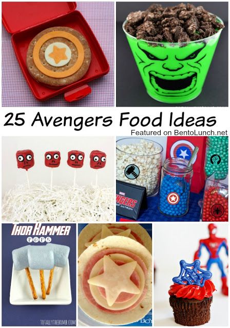 Marvel Food Ideas The Avengers, Marvel Food Ideas, Themed Party Food Ideas, Avengers Birthday Party Food, Superhero Activities, Marvel Ideas, Themed Meals, Disney Movie Night Food, Fun Food Ideas