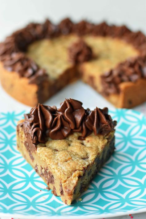 Large Chocolate Chip Cookie Cake, Choc Chip Cookie Cake, Large Cookie Cake, Decorated Cookie Cake, Cookie Cake Icing, Homemade Cookie Cakes, Chocolate Chip Cookie Cake Recipe, Farm Bakery, Modern Honey