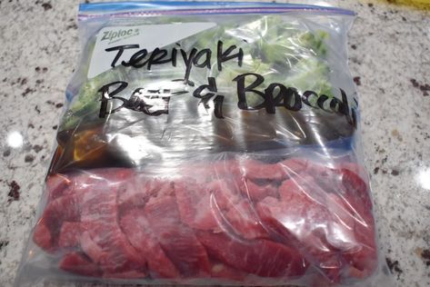 Teriyaki Beef and Broccoli Freezer Meal Beef And Broccoli Freezer Meal, Broccoli Freezer Meal, Teriyaki Beef And Broccoli, Meal Train, Steak And Broccoli, Easy Delicious Dinners, Freezer Friendly Meals, Freezable Meals, Teriyaki Beef