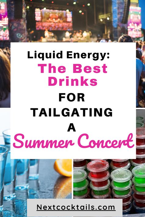 Elevate your summer concert tailgate with these incredible drink recipes! As you vibe to the music and enjoy the company of friends, these refreshing beverages will add a burst of flavor to your outdoor event. So grab a drink, kick back, relax, and enjoy the taste of summer! Cheers! Tailgate Mock Tails, Party Bus Drinks, Tailgating Drinks Alcohol, Tailgate Drinks Alcohol, Concert Tailgate Ideas, Concert Tailgate Food, Tailgating Drinks, Tailgate Cocktails, Tailgating Cocktails