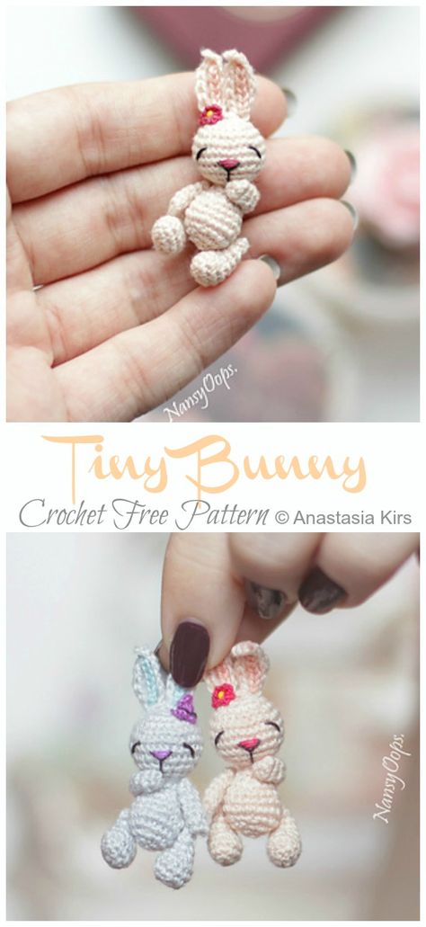 Amigurumi Tiny Bunny Crochet Free Pattern - Crochet & Knitting Tiny Bunny Crochet, Bunny Crochet Free Pattern, Crochet Tiny, Easy Knitting Projects, Animal Crochet, Amigurumi Bunny, Bunny Crochet, Tiny Bunny, Crochet Amigurumi Free Patterns