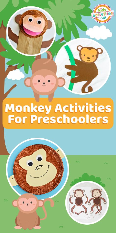 22 Monkey Activities for Preschoolers | Kids Activities Blog Monkey Craft Preschool, Monkey Activities, Grumpy Monkey, Monkey Craft, Monkey Games, Craft Preschool, Monkey Crafts, Activities For Preschoolers, Monkey Art