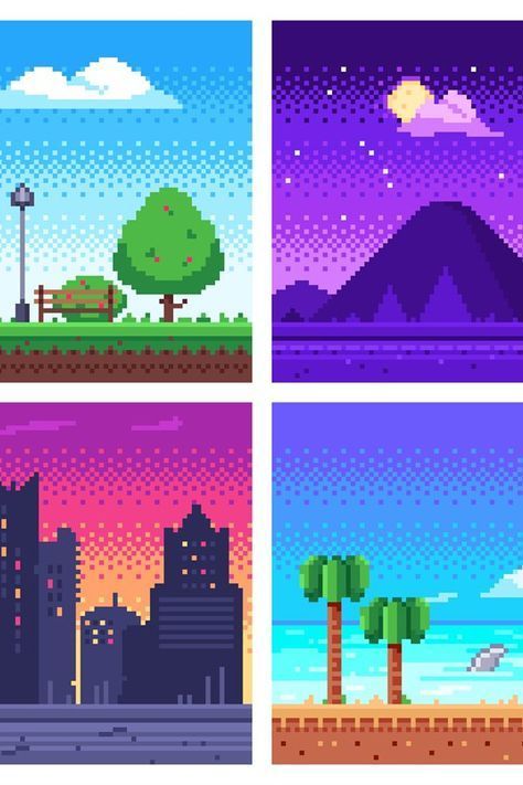 Pixel art 8bit Game Design, 8 Bit Design, 8bit Background, Pixel Game Aesthetic, Pixel Art Illustration, Nature Pixel Art, Sky Pixel Art, City Pixel Art, Pixel Sky