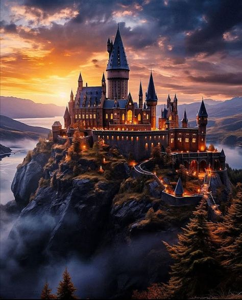 Hogwarts Castle Wallpapers, Harry Potter Wallpaper Backgrounds, Harry Potter Castle, Harry Potter Painting, Harry Potter Background, My Lovely Friend, School Of Witchcraft, Beautiful Night Images, Cool Pictures For Wallpaper