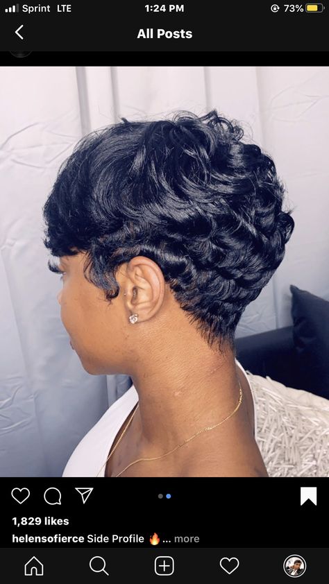 Side Part Pixie Haircut Black Women, Pixie Haircut Quick Weave Black Women, Pin Curls Pixie For Black Women, Short Hairstyle Women Black Woman Pixie, Short Pixie Haircuts For Black Women, Relaxed Pixie Haircut Black Women, Short Relaxed Hairstyles For Black Women, Short Hair Styles Black Women, Short Hair Cuts For Women Black