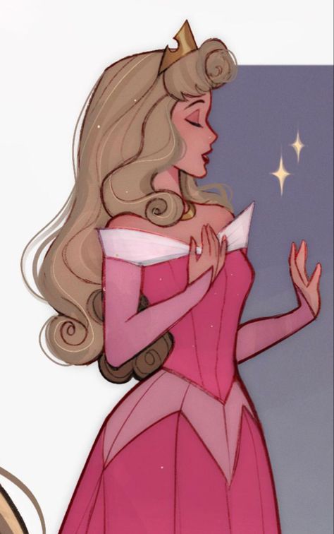 Princess Drawings Anime, Sleeping Beauty Icons Aesthetic, Sleeping Beauty Disney Aesthetic, Disney Princess Aesthetic Drawing, Disney Princess Aurora Drawings, Aurora Sleeping Beauty Pink Dress, Aurora Sleeping Beauty Painting, Aurora Princess Drawing, Drawing Inspo Disney