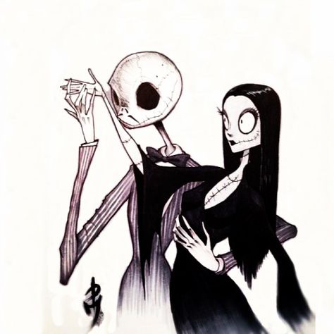 Morticia And Gomez Addams, Jack Skellington Costume, Gomez And Morticia, Jack Skeleton, Spooky Art, Fairy Goth, The Black Cauldron, Halloween Tattoo, Dark And Twisted