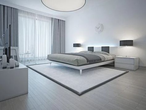 10 Simple Tips To Create A Minimalist Bedroom | Featured | finehomesandliving.com Bedroom Floor Tiles, Grey Carpet Bedroom, Light Gray Carpet, Bedroom Tile, Bedroom Inspirations Minimalist, Minimalist Bedroom Decor, Modern Minimalist Bedroom, Bedroom Minimalist, Bedroom Images