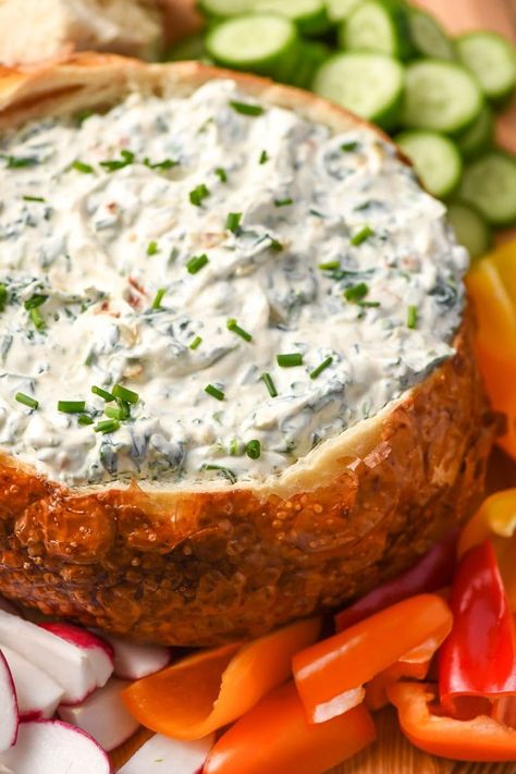 Classic Cold Spinach Dip is an easy make ahead appetizer that's perfect for any gathering. #spinachdip #appetizer Kors Spinach Dip, Knorr Vegetable Dip, Knorr Spinach Dip Recipe, Classic Spinach Dip Recipe, Spinach Dip Cold, Boards Party, Make Ahead Appetizer, Classic Spinach Dip, Knorr Spinach Dip