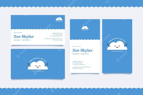 Premium Vector | Horizontal and vertical business card template with cloud Vertical Business Card, Vertical Business Cards, Business Card Inspiration, Business Card Template, Card Template, Premium Vector, Graphic Resources, Business Card, Business Cards