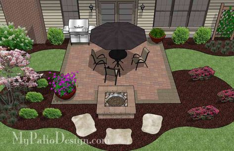 Square Patio Design, Patio Design With Fire Pit, Seating Wall Patio, Small Brick Patio, Patio And Fire Pit, Concrete Paver Patio, Diy Patio Ideas, Small Patio Design, Hot Tub Patio