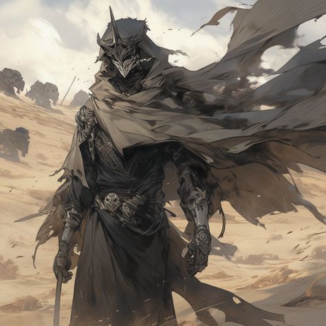 Battlemage Character Design, Samurai Dnd Character, Cloaked Man Art, Echo Knight Dnd, Gloomstalker Ranger, Desert Knight, Viking Oc, Fantasy Pfp, Desert Warrior