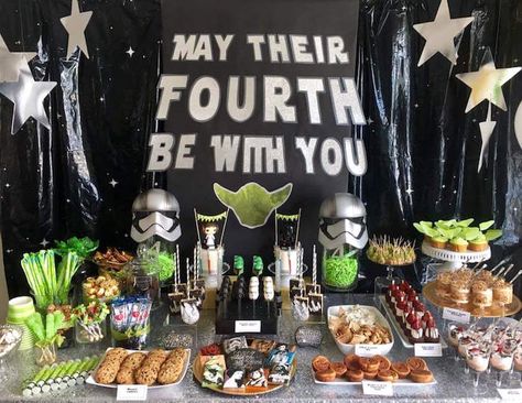 Star Wars Dessert + Sweet Table from a "May Their Fourth Be With You" Star Wars 4th Birthday Party for Twins on Kara's Party Ideas | KarasPartyIdeas.com (9) Star Wars Dessert, Star Wars Theme Birthday, 4th Birthday Party For Boys, Star Wars Party Decorations, Star Wars Themed Birthday Party, Star Wars Cake, Star Wars Birthday Party, Birthday Star, Fourth Birthday