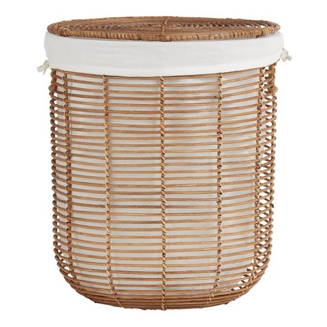 For the Laundry Room: Natural Rattan Hayley Hamper Ravenclaw Bedroom, Rattan Laundry Basket, Natural Cottage, Vacation Home Decor, Closet Nursery, Nursery Design Ideas, Rattan Planters, Rattan Daybed, Laundry Hamper With Lid