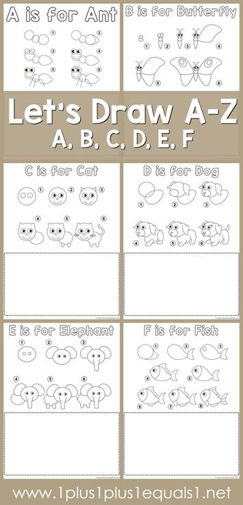 Drawing Tutorial Printables ~ Draw an Ant, Butterfly, Cat, Dog, Elephant and Fish! Directed Drawing Kindergarten, Directed Drawing, Drawing Tutorials For Kids, Tot School, Homeschool Art, Kindergarten Art, Guided Drawing, Alphabet Activities, Learn How To Draw