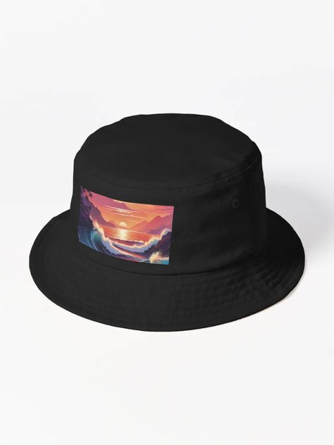 "retro sunset seascape" Bucket Hat for Sale by AucArt-Studio | Redbubble Sunset Seascape, Spring Decorating, Retro Sunset, Hats For Sale, Spring Decor, Bucket Hat, Hats, For Sale