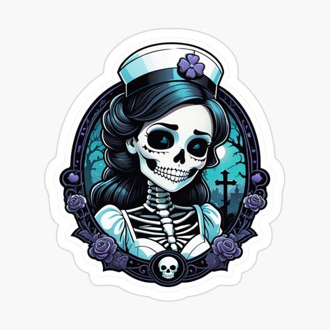 Skeleton Nurse, Skeleton Sticker, Halloween Nurse, Skeleton, Mask, Halloween, Drawings, For Sale