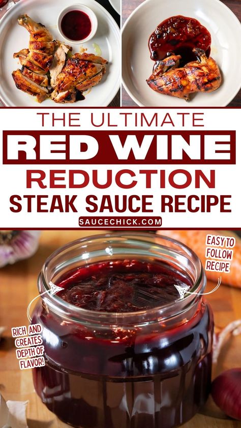 Wine Reduction Steak Sauce Recipe Steak Sauce Recipe, Wine Reduction Sauce, Red Wine Reduction Sauce, Steak Sauce Recipes, Reduction Sauce, Steak Night, Red Wine Reduction, Red Wine Sauce, Steak Sauce