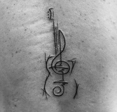 G Music Note Tattoo, Guitar Heartbeat Tattoo, Abstract Guitar Tattoo, Music Heartbeat Tattoo, Nashville Tattoo Ideas, Tattoo Ideas Music, Guitar Tattoo Ideas, Music Inspired Tattoos, Music Guitar Tattoo