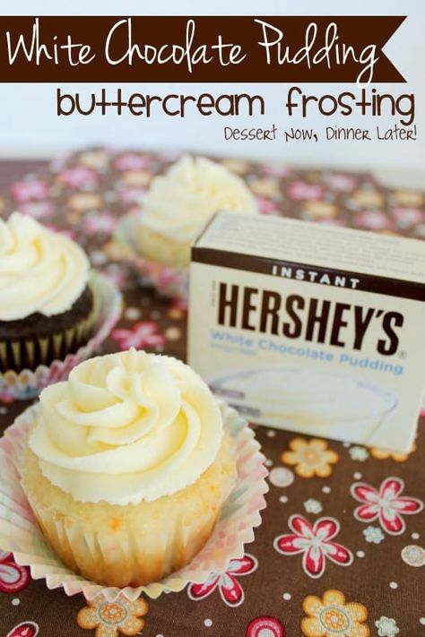 Pudding Buttercream Frosting, White Chocolate Pudding, Pudding Frosting, Cake Frosting Recipe, Cupcake Stands, Cupcake Frosting, Cake Icing, Instant Pudding, Icing Recipe