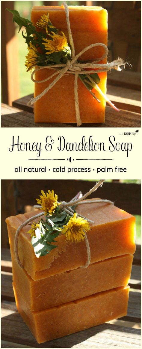 DIY Honey and Dandelion Soap Diy Soap Recipe Cold Process, Acv Soap Recipe, Elderberry Soap Recipe, Spring Soap Recipes, Dandelion Soap Recipe, Natural Bar Soap Recipe, New Soap Ideas, Herbal Soap Recipes, Bees Wax Soap