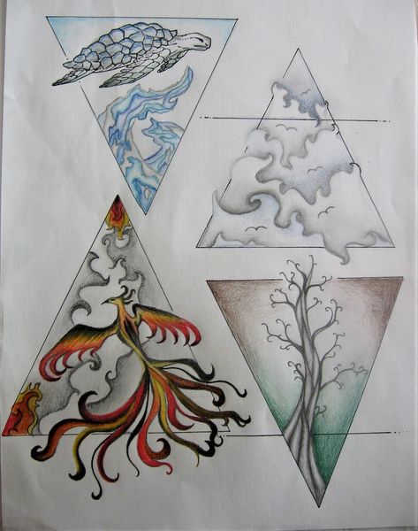 Tattoo Of The Elements, Earth Element Aesthetic Art, Air And Water Tattoo, Air Drawing Element, Fire And Air Tattoo, Earth Air Fire Water Tattoo, Air Sign Art, Earth Wind Fire Water Tattoo, Air Element Art