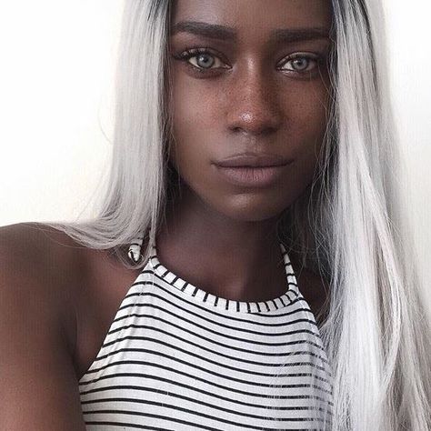 pιnтereѕт | nхcoleх ✨ Female Face Reference, Catty Noir, Face Reference, Female Face, Jeffree Star, Too Faced, Silver Hair, Brown Skin, Black Is Beautiful