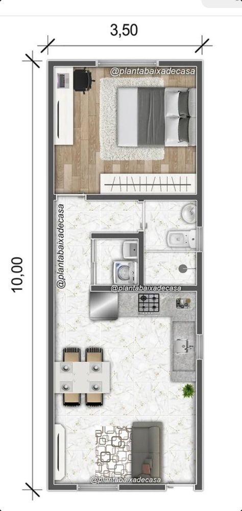 500 Sq Ft Apartment Layout, 4x10 House Plan, 400 Sq Ft House Plans, Small Apartment Plans, Narrow House Plans, Small Tiny House, Small House Layout, Apartment Floor Plan, House Floor Design