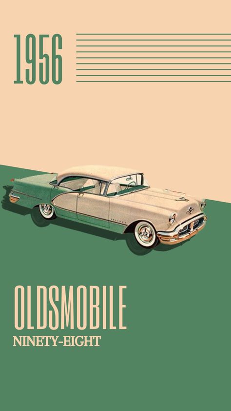 1956 Oldsmobile 98 Poster Old Car Posters, Car Infographic, Old Car Ads, Car Catalog, Classic Car Show, Old Car, Logo Sticker, Car Show, Old Cars