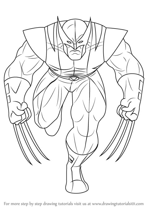 Wolverine is a male fictional character. He is a super hero & appeared in X-Men Super Hero team. Super Hero Sketches Easy, Wolverine Drawing Easy, How To Draw Super Heroes, Wolverine Coloring Pages, How To Draw Wolverine, Wolverine Drawing, Avengers Shoes, Disney Drawing Tutorial, Minion Coloring Pages