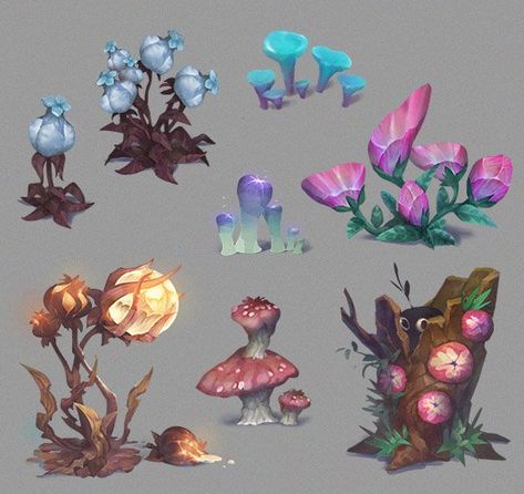 Plant Concept Art, 3d Karakter, Alien Plants, Logo Fleur, Props Concept, Props Art, Game Concept Art, Game Concept, Arte Sketchbook