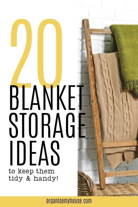 Blanket Box Diy, Blanket Storage For Nursery, Side Table Blanket Storage, Storage Ideas For Throw Blankets, Ikea Blanket Storage, Blankets Display Ideas, How To Display Blankets In Living Room, What To Do With Extra Blankets, Hanging Blankets On Wall Hooks Living Room