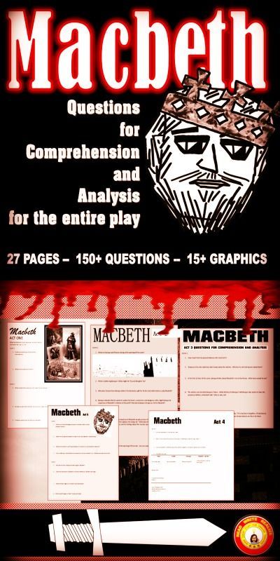 Great questions to guide students' reading and discussion of Macbeth. Macbeth Lessons, High School English Activities, Shakespeare Macbeth, English Ideas, Great Questions, English Education, English Language Arts High School, Secondary Ela, High School Ela