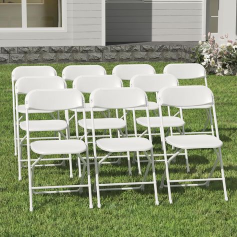 White Folding Chairs, Folding Dining Chairs, Party Chairs, Outdoor Folding Chairs, Chairs Outdoor, Outdoor Party Decorations, Kitchen Patio, Foldable Chairs, Stables Design