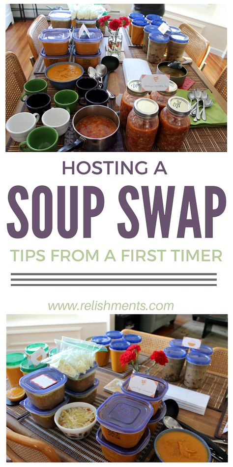 Soup Group Ideas, Meal Swap Party, Soup Exchange Party Ideas, How To Host A Soup Party, Soup Exchange Party, Soup Swap Party Ideas, Soup Swap Party, Soup Buffet Ideas, Soup Bar Ideas Parties