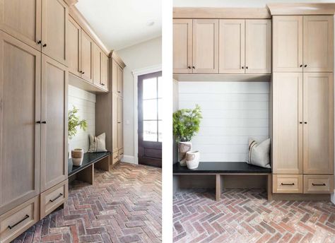 Mudroom Inspiration and Ideas - Plank and Pillow Mudroom Layout Ideas, Mudroom With Pantry, Timeless Mudroom, Brick Mudroom, Cottage Mudroom, House Mudroom, Mudroom Inspiration, Vstupná Hala, Mudroom Remodel