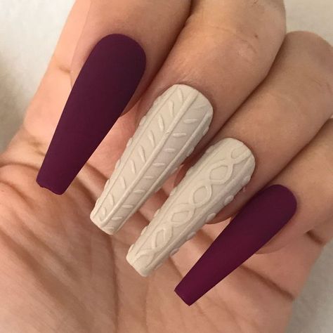 19 New Winter Nail Ideas for 2023-2024 - thepinkgoose.com Shaped Nails, Orange Stick, Colorful Nail, Nails Press, Sweater Nails, Hot Nails, Nail Glue, Matte Nails, Long Acrylic Nails