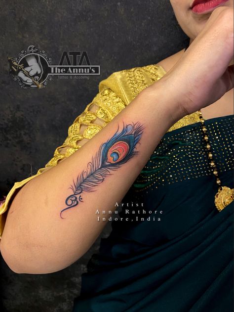 Colour Feather Tattoo !! @tattooist_annu_rathore Tattoo by Artist_ Annu Rathore (The First Female Tattoo Artist Of Central India Madhya Pradesh Indore Title Award Winner) #artistsoninstagram #annu_rathore😊😊 #annurathore #annuartist #theannustattooacademy #indoretattoostudio #feathertattoo #indoregirl Thanks for looking at us. We love to have a feedback for our Artist, Work & Studio. At The Annu’s Tattoos & Academy ADD-shop no. 56 one center ,nearby ramesh dosa in front of 56 dukan, Indore Feather Tattoo Black, Flute Tattoo, Female Tattoo Artist, Peacock Feather Tattoo, Colour Tattoo, Female Tattoo Artists, S Tattoos, Work Studio, Artist Work