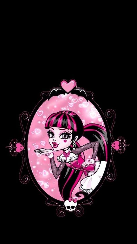 Draculaura Black Background, Draculaura Lockscreen, Draculaura Wallpaper Iphone, Draculaura Wallpaper Aesthetic, Monster High Draculaura Wallpaper, Draculaura Aesthetic Wallpaper, Monster High Lockscreen, Monster High Wallpaper Iphone, Png Logo Black