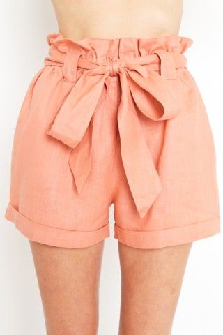 W/ black tights and a dark sweater perfect summer to fall getup. Dark Sweater, Peach Pants, Coral Colors, Juicy Peach, Peach Shorts, Peach Aesthetic, Peachy Keen, Blush Tones, Soft Autumn