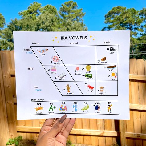 ipa vowel quadrilateral with examples and pictures Ipa Vowel Chart, Vowel Quadrilateral, Speech Language Pathology Grad School, Speech Therapy Tools, Speech Games, Phonological Processes, Speech Articulation, School Speech Therapy, Speech Therapy Games