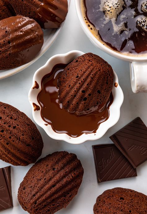 Double Chocolate Madeleines - Baker by Nature Madeleines Photography, Madeleine Photography, Madelines Recipe, Chocolate Madeleines, Madeline Cookies, Aunt And Niece, Madeleine Recipe, Baker By Nature, Dish Ideas