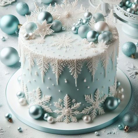 Snow Cake Design, Frozen Themed Dessert Table, White Christmas Cake Designs, Snowflake Gender Reveal Cake, Winter Themed Cakes Birthday, Winter Themed Birthday Cake, Winter Themed Cakes, Winter Wonderland Sweet 16 Cake, Snowflake Cake Birthday